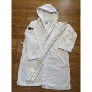 Lacoste Terry Short Hooded Robe White One Size Adult Excellent Condition